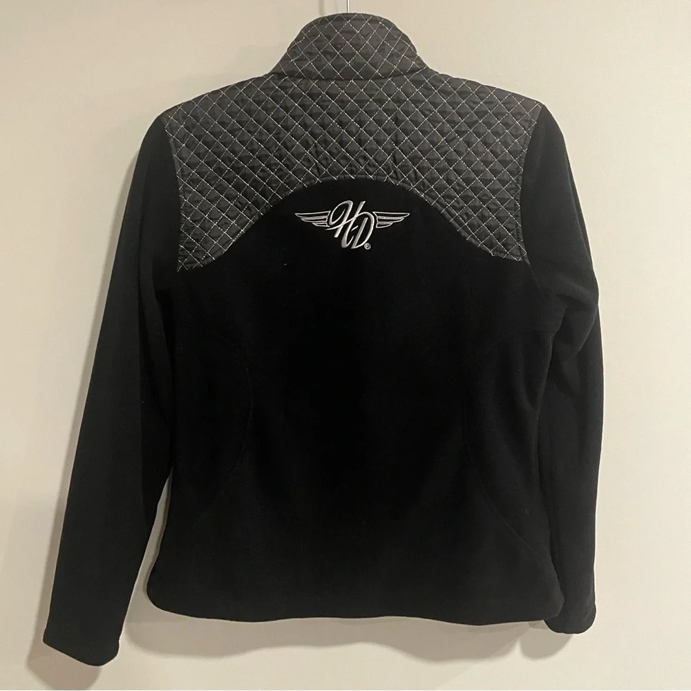 HARLEY DAVIDSON Fleece Embroidered Full Zip Jacket - Black Size Medium - Picture 5 of 10